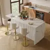 Modern 183 cm Sintered Stone Kitchen Island with Ample Storage, White