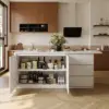Modern 183 cm Sintered Stone Kitchen Island with Ample Storage, White