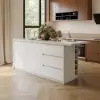 Modern 183 cm Sintered Stone Kitchen Island with Ample Storage, White