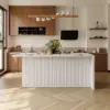 Modern 183 cm Sintered Stone Kitchen Island with Ample Storage, White