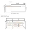 Modern 205 - 285 cm Extendable Marble Pattern Kitchen Island with Doors & Drawers, White – AUD-H2432