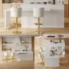 Modern 205 - 285 cm Extendable Marble Pattern Kitchen Island with Doors & Drawers, White – AUD-H2432