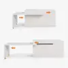Modern 205 - 285 cm Extendable Marble Pattern Kitchen Island with Doors & Drawers, White – AUD-H2432