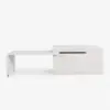 Modern 205 - 285 cm Extendable Marble Pattern Kitchen Island with Doors & Drawers, White – AUD-H2432