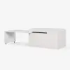 Modern 205 - 285 cm Extendable Marble Pattern Kitchen Island with Doors & Drawers, White – AUD-H2432