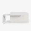 Modern 205 - 285 cm Extendable Marble Pattern Kitchen Island with Doors & Drawers, White – AUD-H2432