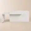 Modern 205 - 285 cm Extendable Marble Pattern Kitchen Island with Doors & Drawers, White – AUD-H2432