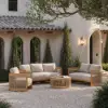 Boheva 4-Piece Outdoor Teak & Rope Weave Sofa Set with Coffee Table for 4