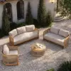 Boheva 4-Piece Outdoor Teak & Rope Weave Sofa Set with Coffee Table for 4