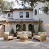 Boheva 4-Piece Outdoor Teak & Rope Weave Sofa Set with Coffee Table for 4