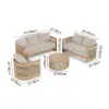 Boheva 4-Piece Outdoor Teak & Rope Weave Sofa Set with Coffee Table for 4