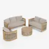 Boheva 4-Piece Outdoor Teak & Rope Weave Sofa Set with Coffee Table for 4