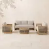 Boheva 4-Piece Outdoor Teak & Rope Weave Sofa Set with Coffee Table for 4