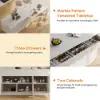 Modern 205 - 285 cm Extendable Marble Pattern Kitchen Island with Doors & Drawers, White – AUD-H2434