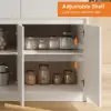Modern 205 - 285 cm Extendable Marble Pattern Kitchen Island with Doors & Drawers, White – AUD-H2434