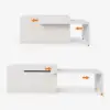 Modern 205 - 285 cm Extendable Marble Pattern Kitchen Island with Doors & Drawers, White – AUD-H2434