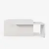 Modern 205 - 285 cm Extendable Marble Pattern Kitchen Island with Doors & Drawers, White – AUD-H2434