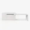 Modern 205 - 285 cm Extendable Marble Pattern Kitchen Island with Doors & Drawers, White – AUD-H2434