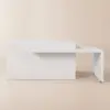 Modern 205 - 285 cm Extendable Marble Pattern Kitchen Island with Doors & Drawers, White – AUD-H2434