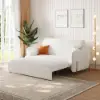 170 cm 2-Seater Warm White Boucle Convertible Sleeper Sofa with Storage & Pillows – Queen