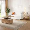 170 cm 2-Seater Warm White Boucle Convertible Sleeper Sofa with Storage & Pillows – Queen