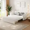 170 cm 2-Seater Warm White Boucle Convertible Sleeper Sofa with Storage & Pillows – Queen