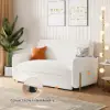 170 cm 2-Seater Warm White Boucle Convertible Sleeper Sofa with Storage & Pillows – Queen