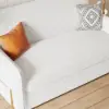 170 cm 2-Seater Warm White Boucle Convertible Sleeper Sofa with Storage & Pillows – Queen