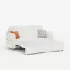 170 cm 2-Seater Warm White Boucle Convertible Sleeper Sofa with Storage & Pillows – Queen