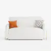 170 cm 2-Seater Warm White Boucle Convertible Sleeper Sofa with Storage & Pillows – Queen