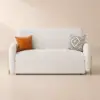 170 cm 2-Seater Warm White Boucle Convertible Sleeper Sofa with Storage & Pillows – Queen