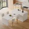 Modern 205 - 285 cm Extendable Sintered Stone Kitchen Island with Doors & Drawers, White – Glossy White