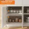 Modern 205 - 285 cm Extendable Sintered Stone Kitchen Island with Doors & Drawers, White – Glossy White