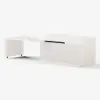 Modern 205 - 285 cm Extendable Sintered Stone Kitchen Island with Doors & Drawers, White – Glossy White