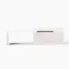 Modern 205 - 285 cm Extendable Sintered Stone Kitchen Island with Doors & Drawers, White – Glossy White