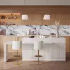 Modern 205 - 270 cm Extendable Sintered Stone Kitchen Island with Doors & Drawers, White – 268cm