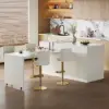 Modern 205 - 270 cm Extendable Sintered Stone Kitchen Island with Doors & Drawers, White – 268cm