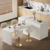 Modern 205 - 270 cm Extendable Sintered Stone Kitchen Island with Doors & Drawers, White – 268cm