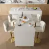 Modern 205 - 270 cm Extendable Sintered Stone Kitchen Island with Doors & Drawers, White – 268cm