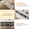 Modern 205 - 270 cm Extendable Sintered Stone Kitchen Island with Doors & Drawers, White – 268cm