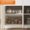 Modern 205 - 270 cm Extendable Sintered Stone Kitchen Island with Doors & Drawers, White – 268cm