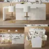 Modern 205 - 270 cm Extendable Sintered Stone Kitchen Island with Doors & Drawers, White – 268cm