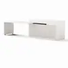 Modern 205 - 270 cm Extendable Sintered Stone Kitchen Island with Doors & Drawers, White – 268cm
