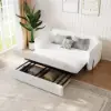 170 cm 2-Seater White Corduroy Convertible Sleeper Sofa with Storage & Pillows – AUD-H2438