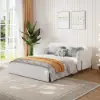 170 cm 2-Seater White Corduroy Convertible Sleeper Sofa with Storage & Pillows – AUD-H2438