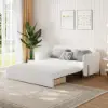 170 cm 2-Seater White Corduroy Convertible Sleeper Sofa with Storage & Pillows – AUD-H2438