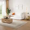 170 cm 2-Seater White Corduroy Convertible Sleeper Sofa with Storage & Pillows – AUD-H2438