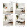 170 cm 2-Seater White Corduroy Convertible Sleeper Sofa with Storage & Pillows – AUD-H2438