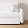 170 cm 2-Seater White Corduroy Convertible Sleeper Sofa with Storage & Pillows – AUD-H2438