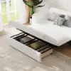 170 cm 2-Seater White Corduroy Convertible Sleeper Sofa with Storage & Pillows – AUD-H2438